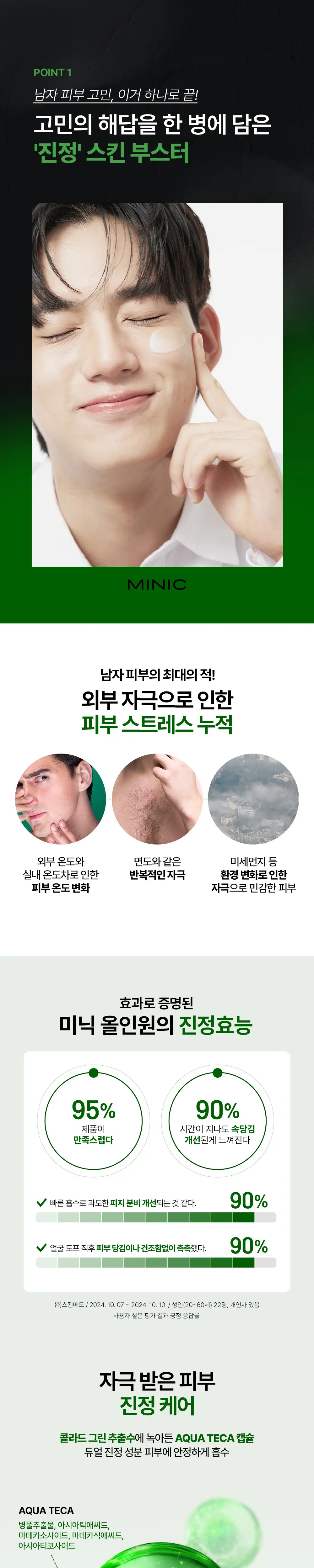 [7초진정/수분쿨링] 미닉 퍼펙트 콜라드 그린 진정 올인원 200ml 상세페이지 2